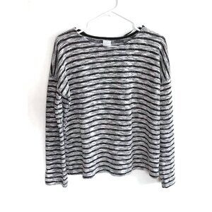 Zara Black and Grey Striped Lightweight Sweater Med